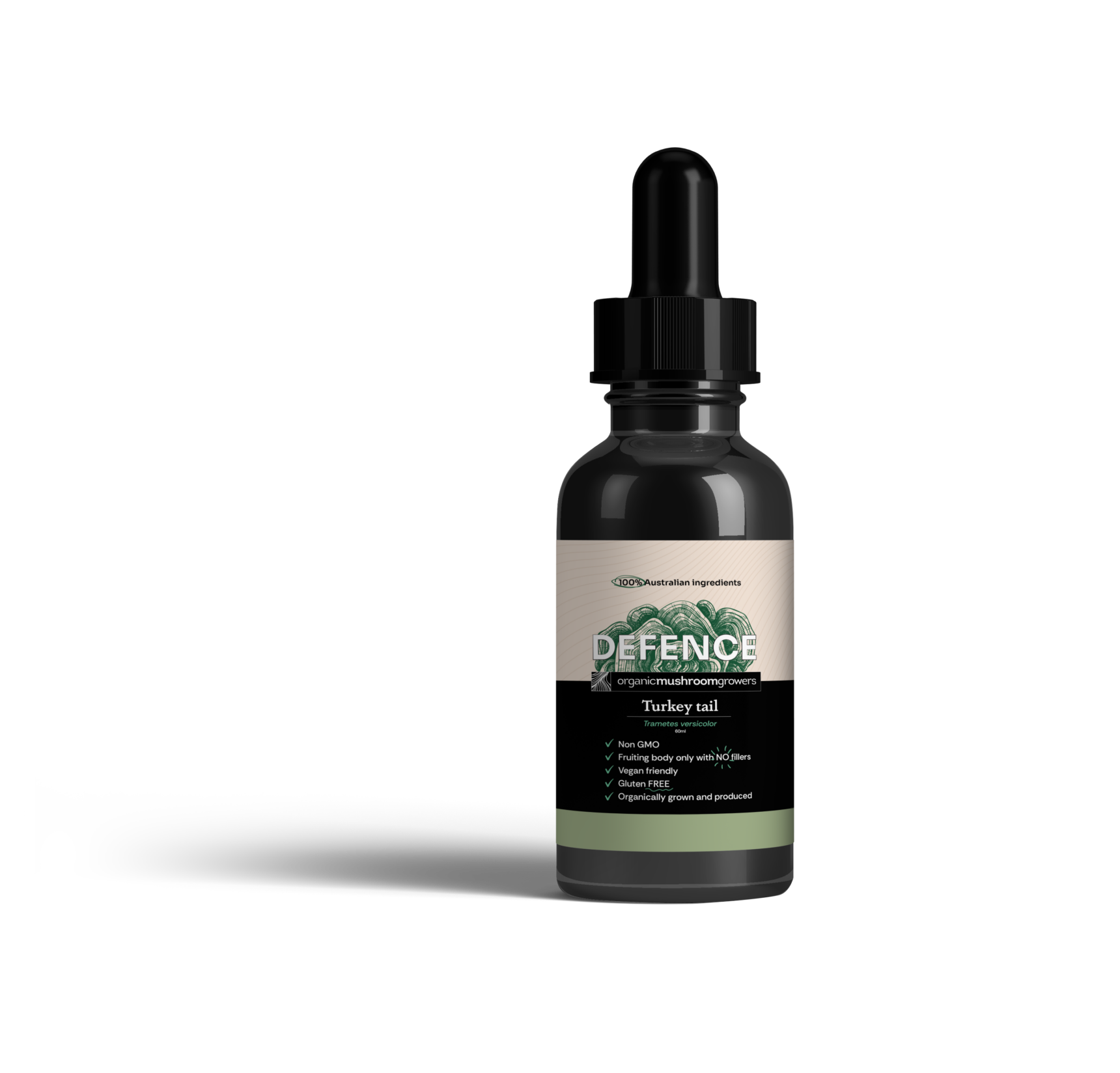 A 60ml liquid extract bottle with a dropper that used for health benefits
